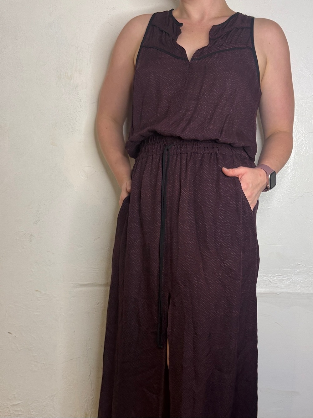 ALC Burgundy Maxi Dress Size Medium Sleeveless Lightweight Wine Plum - Picture 15 of 16